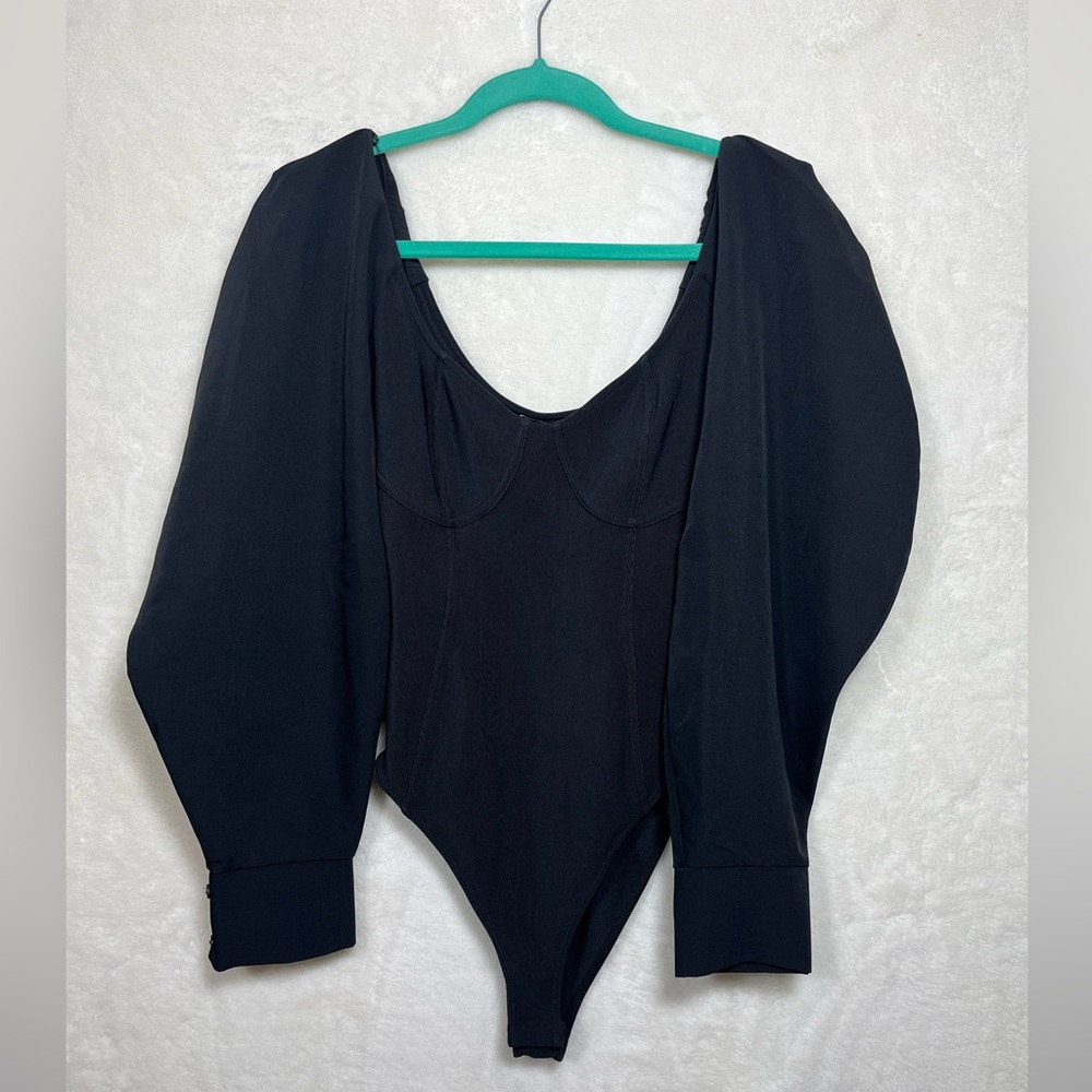 Zara Black Puff Sleeve Bodysuit